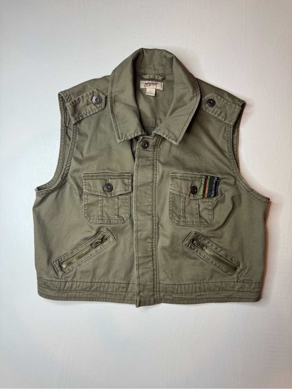 Arizona Jean Company Juniors Olive Green Utility Vest